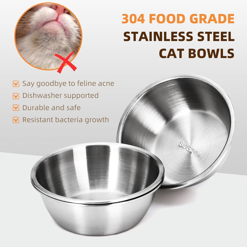 LYCC Elevated cat Bowls with Non-Slip Base, 15°Tilted Integrated Stand Anti Vomiting Raised Cat Dishes, Includes 3 Stainless Steel Bowls for Food and Water, Suitable for Cats and Small Dogs. - Image 3